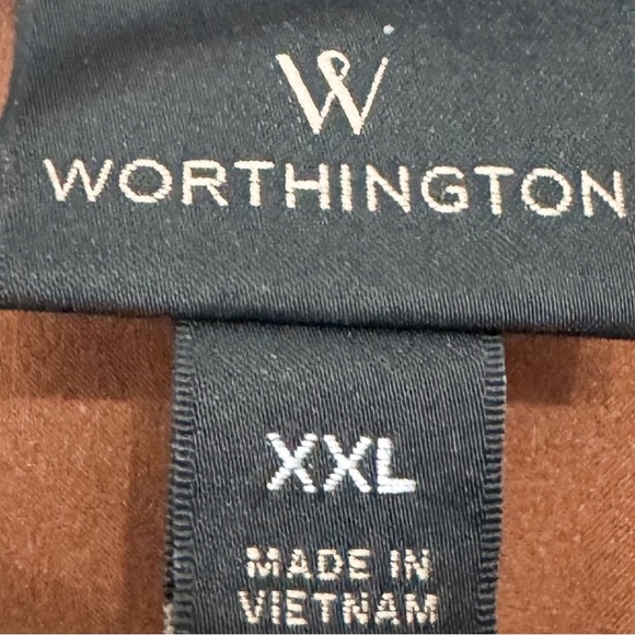 Worthington Satin Pleated Blouse Brown Short Sleeve Work Top XXL Plus - Picture 3 of 4